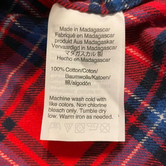 J.Crew Mercantile Women's Half Zip Pullover Shirt Red Blue Plaid  Flannel size M - Picture 10 of 11